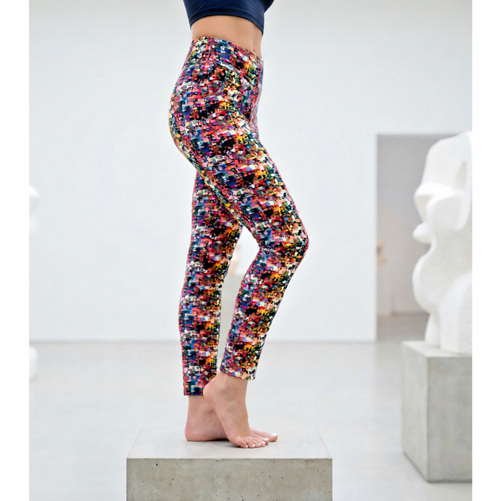 Lisette Pants Stretch Mosaic Geometric Floral Flowers Straight Leg Crop 4